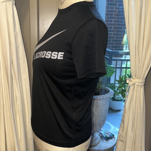 Nike black lacrosse dri-fit shortsleeve shirt youth medium athletic sports top M - Picture 6 of 8